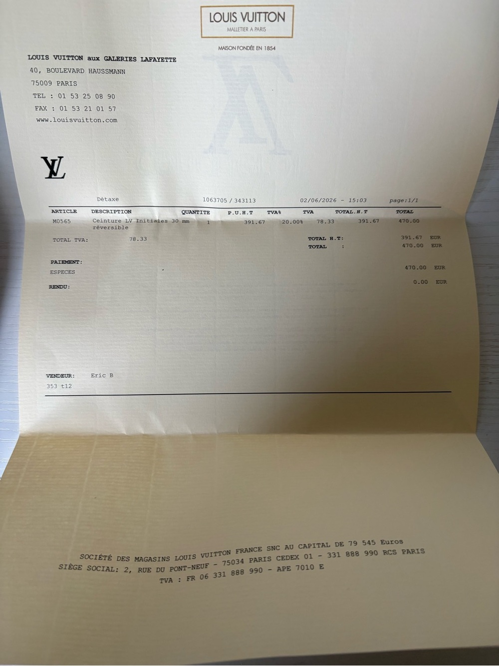 Louis Vuitton Brown Monogram Leather Belt with Gold LV Buckle - Picture 7 of 7